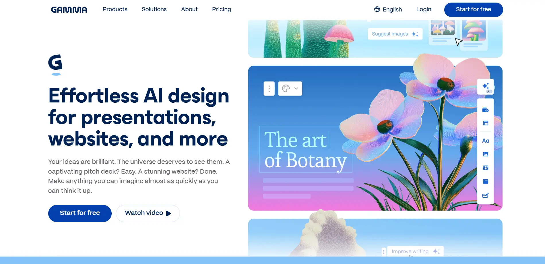 Gamma AI Tool Interface