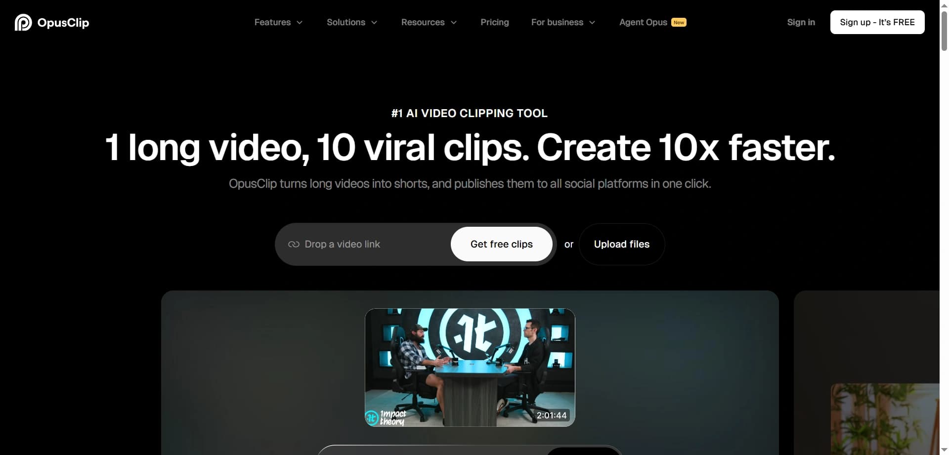 OpusClip AI Tool Interface
