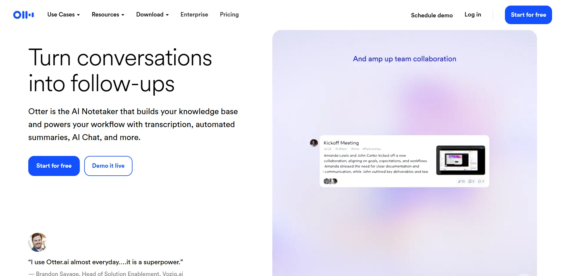 Otter.ai AI Tool Interface